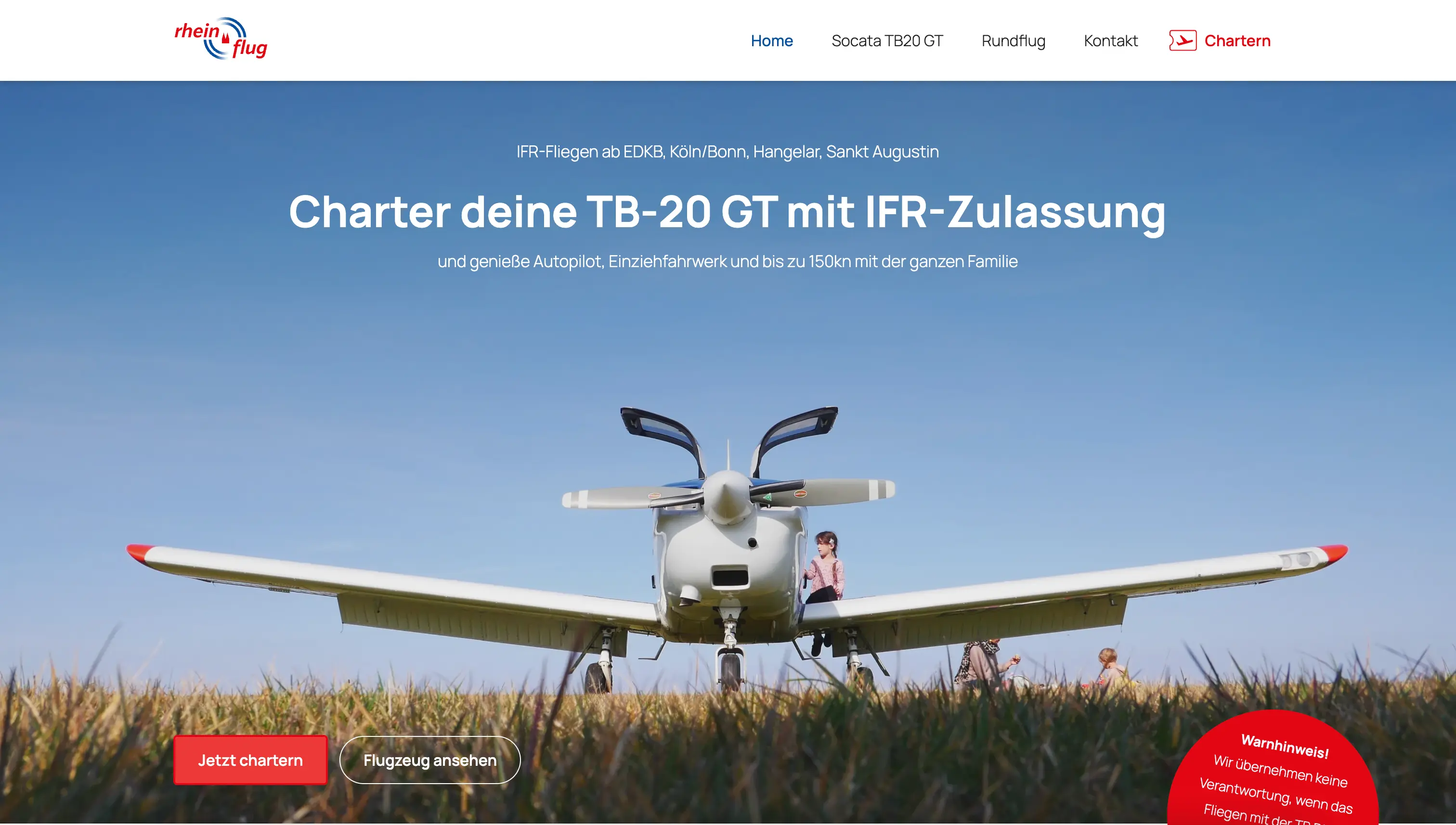 Rhein Flug - Flugzeug Charter Website